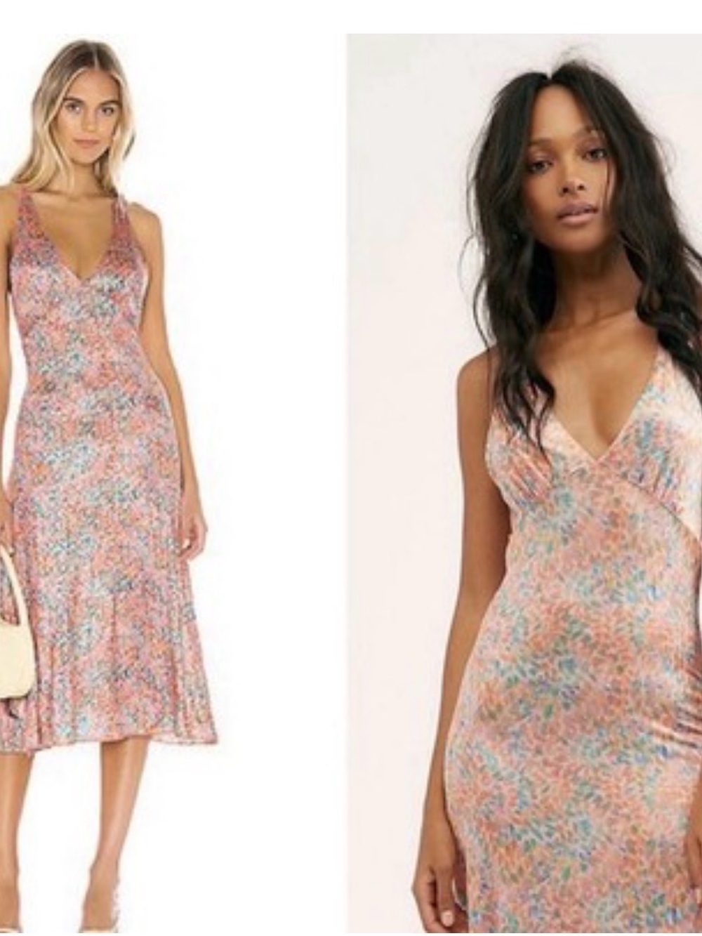 Free People Peach Floral Maxi Dress with Teal Accents